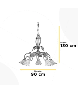 LAMPADARIO 5 LUCI ONLI "MARILENA" ARGENTO E14